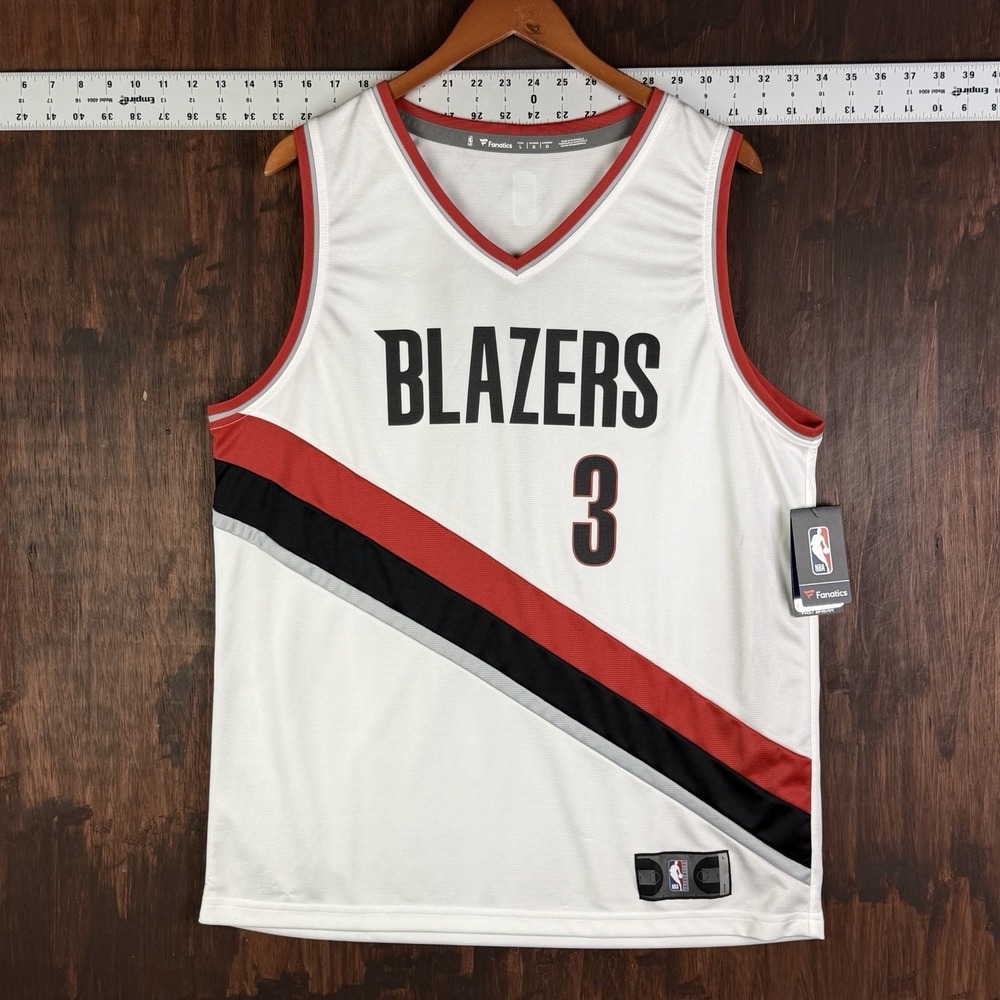 Fanatics Portland Trail Blazers McCollum #3 NBA Jersey White Red Black Large NEW